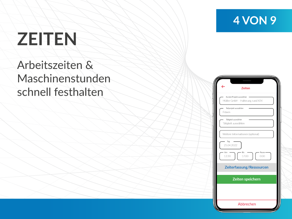 Arbeitszeiten mit der App festhalten