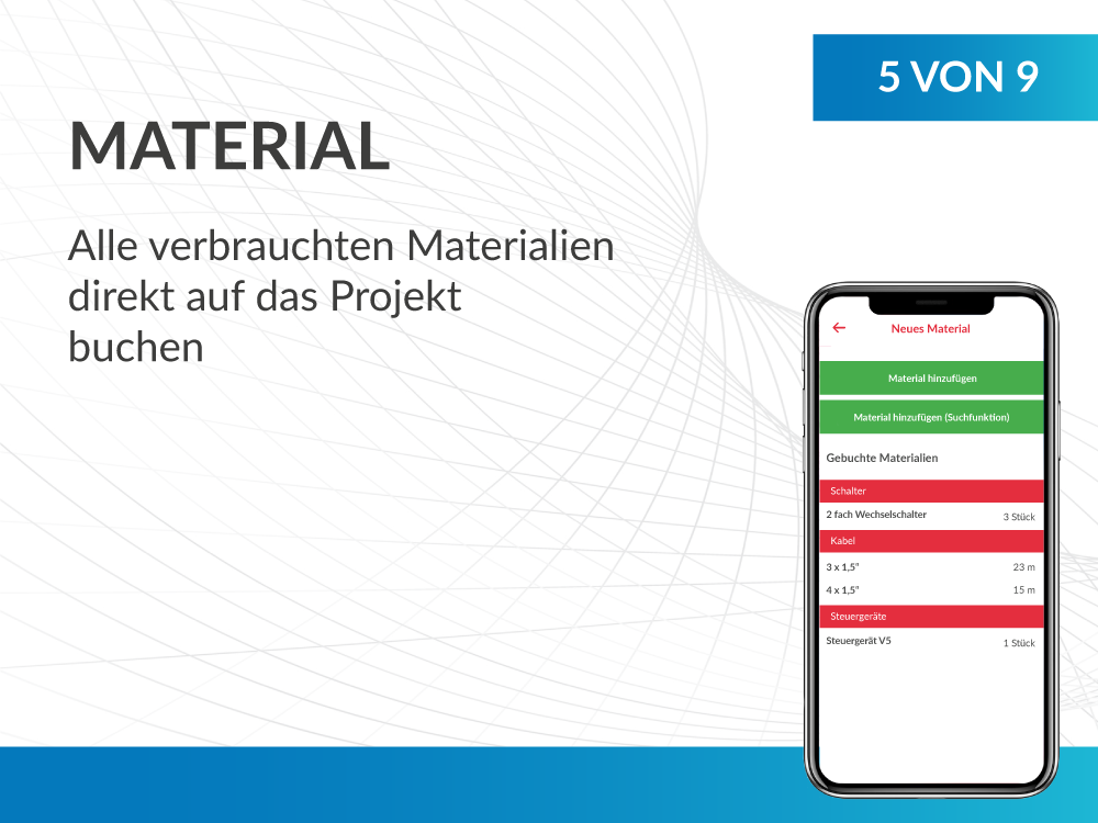 Material mit der App festhalten